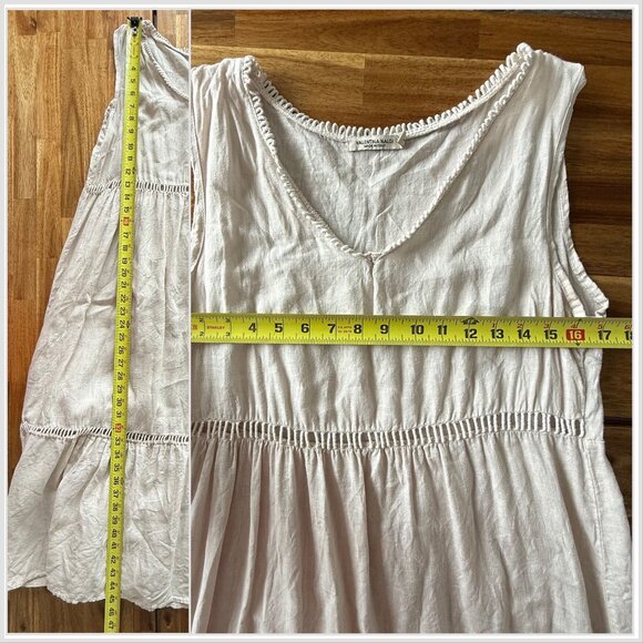 Valentina Naldi Linen dress Midi size Large Lagenlook boho coastal Minimal - Picture 15 of 15